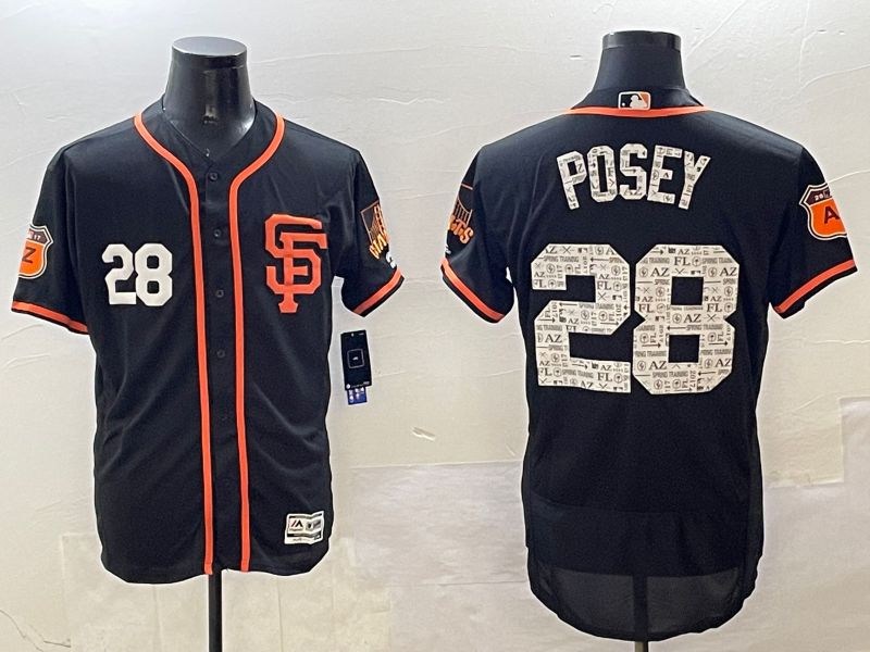 Men San Francisco Giants #28 Posey Black Fashion Elite 2025 Nike MLB Jersey style 3